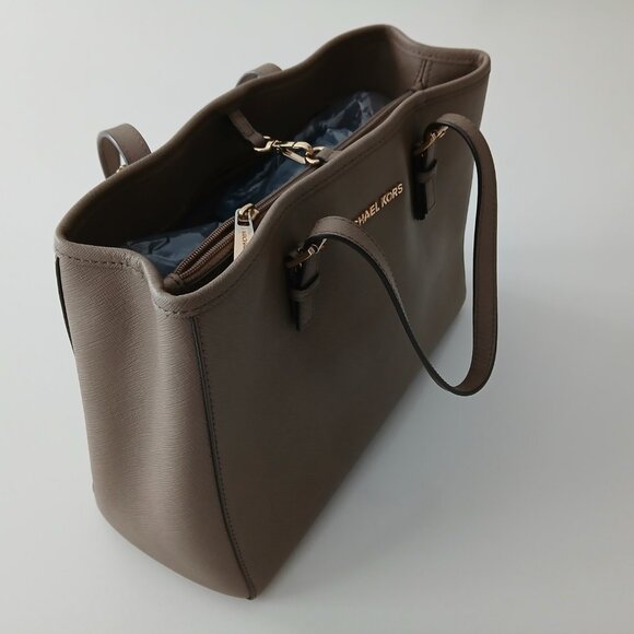 Michael Kors Saffiano Leather Medium Tote - Khaki w/ Gold Hardware - Picture 3 of 10